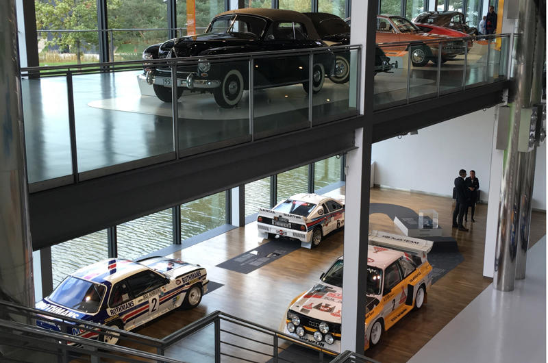Autostadt, Porsche 911, Benz Velo Convertible, Messerschmitt/FMR KR200, Volkswagen Type 2 Transporter (1950), Volkswagen Beetle (2003), Volkswagen Beetle (1938), Volkswagen 411 LE (1970), Volkswagen 1500 (1961), Formula Super Vee, Volkswagen Scirocco Group 2, Ford Model T, Borgward Isabella (1955), Mini (1956), EMPI Imp dune buggy (1968), Volkswagen Golf Cabriolet (1980), Volkswagen Golf Country (1990), Volkswagen 181, Oldsmobile Toronado (1966), Cadillac Eldorado Biarritz (1959), DKW SS600 (1930), Porsche 911 (1982), Volkswagen Golf W12-650 (2007), Chevrolet (1954), Audi Quattro (1981), Volkswagen Up (2012), Lamborghini Countach (1975), Volkswagen K70 (1970), Volkswagen Rometsch (1952), Volkswagen V30 prototype (1937), Volkswagen Golf (1977), Rally cars and design classics, DeLorean DMC-12 (1982), Volkswagen Beetle Type 14 (1949), Volkswagen XL1 (2013), Lamborghini Diablo GT (1999), Opel Ascona 400 (1982), The AutoTurme, Volkswagen Polo (2017), Porsche pavilion