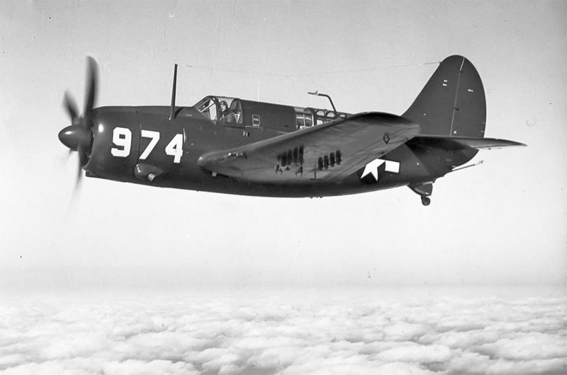 6: Curtiss Helldiver 10: North American A-5C Vigilante, 9: McDonnell F3H Demon, 8: Ryan Fireball, 7: McDonnell Phantom, 6: Curtiss Helldiver, 5: Vought Pirate, 4: Vought Cutlass, 3: Douglas TBD Devastator, 3: Douglas Devastator, 2: Brewster Buffalo, 1: Curtiss Seamew