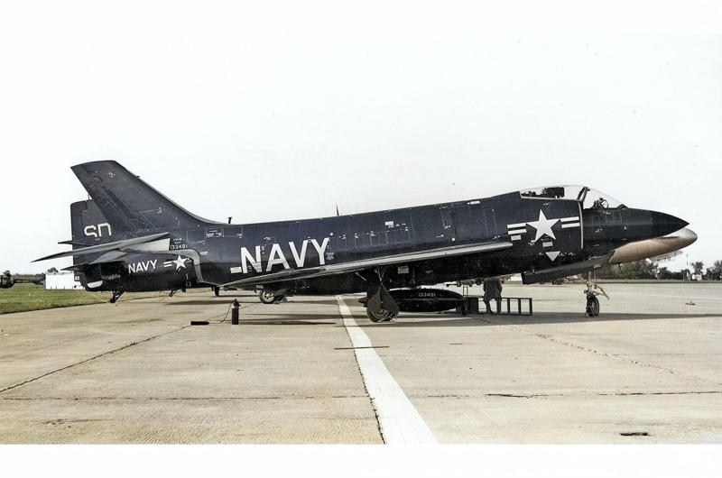 9: McDonnell F3H Demon 10: North American A-5C Vigilante, 9: McDonnell F3H Demon, 8: Ryan Fireball, 7: McDonnell Phantom, 6: Curtiss Helldiver, 5: Vought Pirate, 4: Vought Cutlass, 3: Douglas TBD Devastator, 3: Douglas Devastator, 2: Brewster Buffalo, 1: Curtiss Seamew