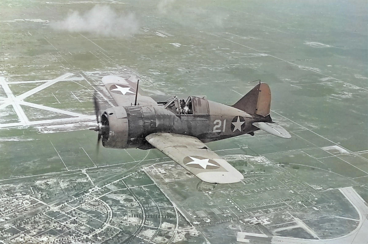2: Brewster Buffalo 10: North American A-5C Vigilante, 9: McDonnell F3H Demon, 8: Ryan Fireball, 7: McDonnell Phantom, 6: Curtiss Helldiver, 5: Vought Pirate, 4: Vought Cutlass, 3: Douglas TBD Devastator, 3: Douglas Devastator, 2: Brewster Buffalo, 1: Curtiss Seamew
