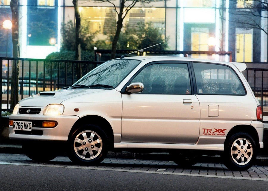 Daihatsu Cuore Avanzato TR-XX R4 (1985) Wars, high fuel prices and rampant inflation., Subaru Brat (1977), Plymouth Sapporo (1978), Midas Bronze (1978), Alfa Romeo Alfa 6 (1979), Buick Century Turbo Coupe (1979), Stevens Cipher (1980), Chevrolet Citation X-11 (1980), Dodge Mirada (1980), AMC Eagle Kammback (1981), Jeep CJ-8 (1981), Ford EXP (1982), Lincoln Continental Turbodiesel (1983), Isuzu Impulse (1983), Marcos Mantula (1983), Zimmer Quicksilver (1984), UMM Alter (1984), Pontiac Sunbird (1984), Chrysler Laser (1984), Dodge Omni GLH (1984), MVS Venturi (1984), Pontiac Fiero (1984), CXA CX (1985), Volvo 780 (1985), Naylor TF (1985), Merkur XR4Ti (1985), Daihatsu Cuore Avanzato TR-XX R4 (1985), UVA F33 (1986), Suzuki Samurai (1986), Vegantune Evante (1987), BMW Z1 (1988), Chevrolet Beretta GTU (1988), Buick Reatta (1988), Daihatsu Rocky (1988), Chrysler TC by Maserati (1988), Lexus ES (first generation,1989), Bertone Freeclimber (1989), LaForza 5-liter (1989), Dodge Dakota Sport Convertible (1989), Cadillac Cimarron (1982)