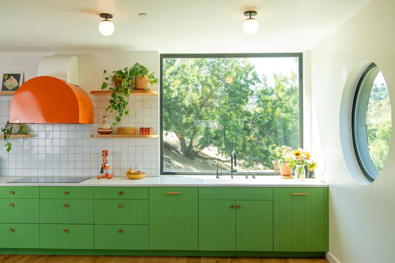 A colorful, sun-drenched kitchen in Mount Washington that connects to nature , In Hollywood, a stunning living room that's filled with second-hand furnishings, A modern West Hollywood living room decorated with pets in mind , A surprising Silver Lake kitchen that doubles as a retro video store , A treasures-filled living room in Eagle Rock that's a colorful showstopper, A ’70s-inspired speakeasy/lounge in Highland Park that's hidden behind a bookcase , In Reseda, an apartment where every antique tells a story
