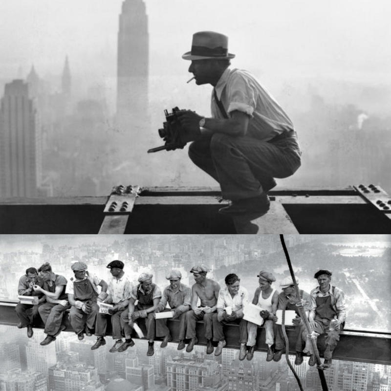 7. Charles Ebbets shooting his famous photo, Lunch atop a Skyscraper, 1932 1. A World War Veteran, 1932, 2. Jean Bugatti standing next to his Bugatti Royale, one of the seven he built, 1932, 3. This milkmaid is trying to get the pig off the road, Norway, 1932, 4. Joan Crawford, 1932, 5. Just a young girl and her dog, 1932, 6. Taking a break after their tennis match, Washington DC, 1932, 7. Charles Ebbets shooting his famous photo, Lunch atop a Skyscraper, 1932, 8. Rocking the fur coats and a Cadillac in Harlem, 1932, 9. Painting the Eiffel Tower in 1932, 10. Sitting in peace in NYC, 1932, 11. Driving a dynasphere, 1932, 12. Harpo Marx and Amelia Earhart on the set of Horse Feathers, 1932, 13. Jacob Rheuben Ehrlich (8 ft 6 in) walking the Chicago streets with kids, 1932, 14. Sitting on a truck, playing her guitar in Amarillo, Texas, 1932, 15. A family portrait in Poland, 1932, 16. A colorized portrait of Amelia Earhart, 1932, 17. A woman bringing her pet cat to have a cup of tea, 18. Charles C. Ebbets snapping photos on a skyscraper, 1932, 19. Young Love, 1932, 20. Stan Laurel and Oliver Hardy taking a break from filming, 1932, 21. Fighting their way through the snow, 1932, 22. Taking an extremely unsafe nap, 1932, 23. Street fashion in Japan, 1932, 24. This is what packing for a camping trip looked like in 1932
