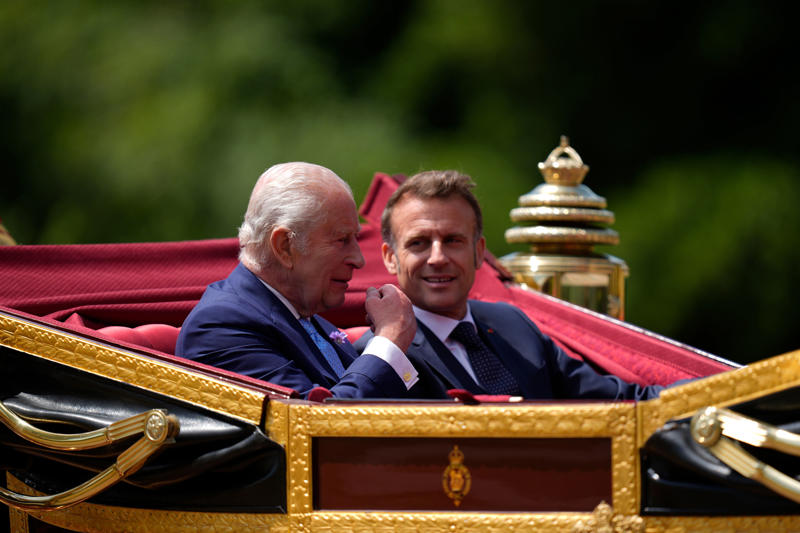 Key Points, Camilla wears Queen Elizabeth II’s sapphire suite, Mick Jagger and Elton John top star-studded guest list for state banquet, Kate and William pictured smiling together outside in gardens of Windsor, Highlights from day one of Macron's state visit, Royal family speaks of 'L’Entente Cordiale in the Kitchens!', Macron presses for recognition of Palestine as ‘only path to peace’, King set to emphasise 'multitude of complex threats' facing Britain and France, Starmer and Macron lay wreaths by Churchill statue and face hecklers, Kate to attend first state banquet in two years, President lays wreath, Analysis: Migration and Donald Trump set to add frisson to discussions, Watch: Macron jokes Bayeaux Tapestry loan took longer to deliver than Brexit, We must reduce reliance on China and US, Macron warns, UK and France will save Europe by example, French leader says, We must protect international order, Macron says, Watch: Macron says France and UK ‘must fix illegal migration burden’, Standing ovation for president, Macron calls for opportunities for young for virtual exchanges, Analysis: Macron promises ‘closest cooperation’ on migration - but something is missing, Macron calls for cooperation with other nations to curb illegal migration, Democracy attacked daily, says Macron, Macron calls for state of Palestine to be recognised, We will never abandon Ukraine, says Macron, Analysis: Macron’s warmth to “dear Keir” on display, Macron thanks Starmer, Applause for Macron, King invites guests to drink Louis XIII cognac, Lords and MPs gather to hear Macron in Parliament, Bayeux Tapestry to be loaned to England for first time, Pomp, pageantry and politesse greet French president, Macrons view royal collection, King to tell Macron: No fortress can shield us from threats, UK-France relationship as strong as ever, PM says, King and Macron share warm moment amid pomp-filled Windsor welcome, King experiences burst blood vessel in eye, King, Queen and the Macrons ride together through Windsor, King and Queen warmly welcome Macrons, King and Queen await the Macrons, King and Macron to ride together through Windsor in historic carriage procession, The pomp and pageantry of Macron's state visit, Kate and William at RAF Northolt to welcome Macron, Pictured | Police in Windsor prepare for Macron's visit, Windsor Castle prepares for French guests, Labour billionaire backer John Caudwell ‘nervous’ about Starmer after winter fuel ‘fiasco’, Davey urges Starmer and Macron to unite against Trump's tariffs, Recap | French police ‘slash small boats with knives’ to prevent Channel crossings, Breaking | Norman Tebbit, prominent minister in Thatcher government dies aged 94, How many small boats crossings have there been this year?, Welcome to The Independent's live politics coverage