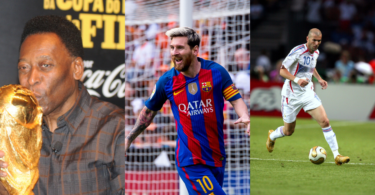 15. Rivelino, 12. Ángel Di María, 11. Jay-Jay Okocha, 10. Neymar, 9. Garrincha, 8. George Best, 7. Ronaldo Nazário (R9), 6. Zinedine Zidane, 5. Ronaldinho, 4. Johan Cruyff, 3. Diego Maradona