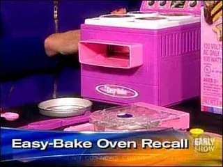 12. Easy-Bake Oven 20. Lawn Darts, 19. Snacktime Cabbage Patch Doll, 18. Aqua Dots, 17. Battlestar Galactica Colonial Viper, 16. Sky Dancers, 15. Creepy Crawlers Thingmaker, 14. Austin Magic Pistol, 13. Slip ‘N Slide, 12. Easy-Bake Oven, 11. Johnny Reb Cannon, 10. CSI Fingerprint Examination Kit, 9. Mini-Bikes, 8. Moon Shoes, 7. Gilbert U-238 Atomic Energy Lab, 6. Dragon Flyz, 5. Ride-on Power Wheels, 4. Slap Bracelets, 3. Powdered Wig Makeup Kits