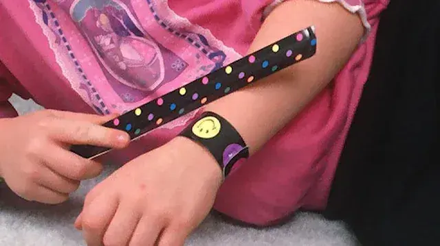 4. Slap Bracelets 20. Lawn Darts, 19. Snacktime Cabbage Patch Doll, 18. Aqua Dots, 17. Battlestar Galactica Colonial Viper, 16. Sky Dancers, 15. Creepy Crawlers Thingmaker, 14. Austin Magic Pistol, 13. Slip ‘N Slide, 12. Easy-Bake Oven, 11. Johnny Reb Cannon, 10. CSI Fingerprint Examination Kit, 9. Mini-Bikes, 8. Moon Shoes, 7. Gilbert U-238 Atomic Energy Lab, 6. Dragon Flyz, 5. Ride-on Power Wheels, 4. Slap Bracelets, 3. Powdered Wig Makeup Kits