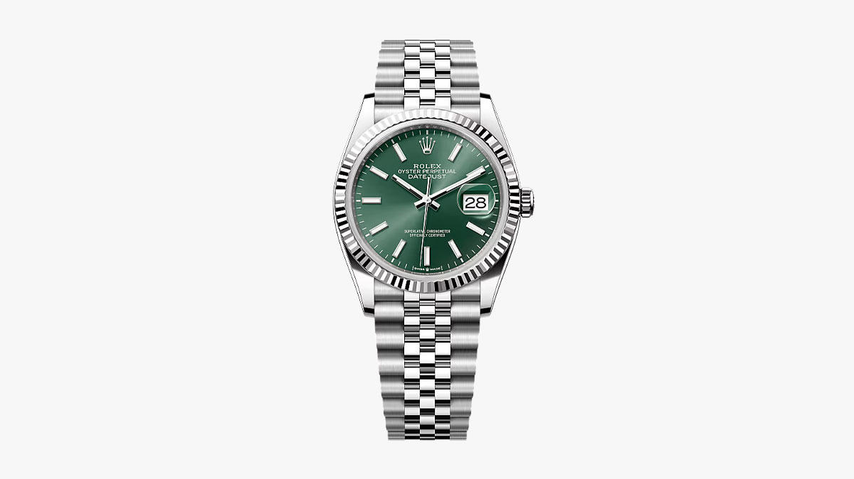 Rolex Oyster Perpetual Datejust ref. 126234-0051 Rolex Oyster Perpetual ref. 4467 (~1945-1959), Rolex Oyster Perpetual ref. 5030/5031 (~1948-1950), Rolex Oyster Perpetual Datejust ref. 6104/6105 (~1950-1953), Rolex Oyster Perpetual Datejust ref. 6309/6609 “Thunderbird” (~1954-1959), Rolex Oyster Perpetual Datejust ref. 16XX Series (~1958-1977), Rolex Oysterquartz Datejust (1977-2004), Rolex Oyster Perpetual Datejust ref. 16XXX (~1977-1988), Rolex Oyster Perpetual Datejust ref. 162XX (1988-2004), Rolex Oyster Perpetual Datejust II ref. 1163XX (2009-2016), Rolex Oyster Perpetual Datejust 41 1263XX (2016-Present), Rolex Oyster Perpetual Datejust ref. 126234-0051