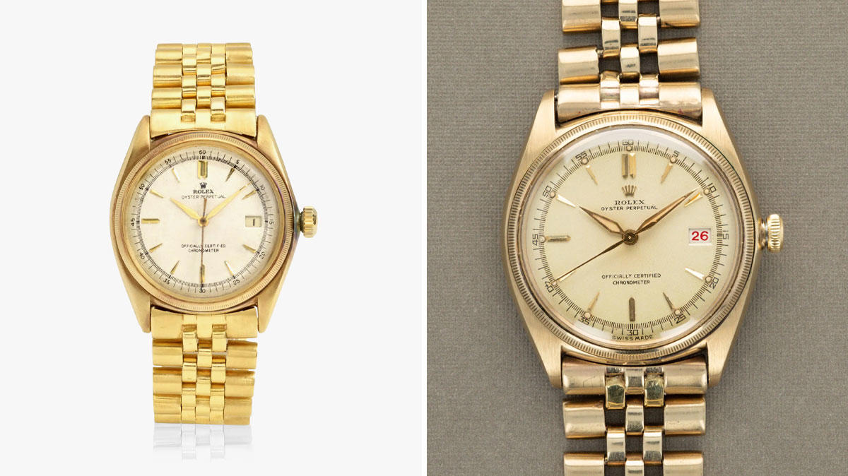 Rolex Oyster Perpetual ref. 4467 (~1945-1959) Rolex Oyster Perpetual ref. 4467 (~1945-1959), Rolex Oyster Perpetual ref. 5030/5031 (~1948-1950), Rolex Oyster Perpetual Datejust ref. 6104/6105 (~1950-1953), Rolex Oyster Perpetual Datejust ref. 6309/6609 “Thunderbird” (~1954-1959), Rolex Oyster Perpetual Datejust ref. 16XX Series (~1958-1977), Rolex Oysterquartz Datejust (1977-2004), Rolex Oyster Perpetual Datejust ref. 16XXX (~1977-1988), Rolex Oyster Perpetual Datejust ref. 162XX (1988-2004), Rolex Oyster Perpetual Datejust II ref. 1163XX (2009-2016), Rolex Oyster Perpetual Datejust 41 1263XX (2016-Present), Rolex Oyster Perpetual Datejust ref. 126234-0051