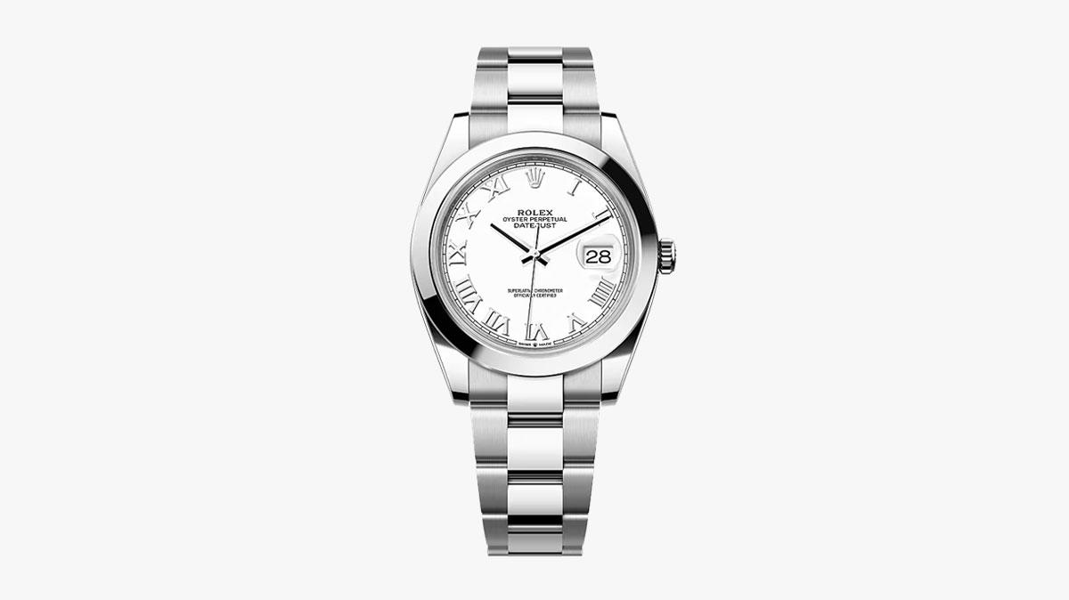 Rolex Oyster Perpetual Datejust 41 1263XX (2016-Present) Rolex Oyster Perpetual ref. 4467 (~1945-1959), Rolex Oyster Perpetual ref. 5030/5031 (~1948-1950), Rolex Oyster Perpetual Datejust ref. 6104/6105 (~1950-1953), Rolex Oyster Perpetual Datejust ref. 6309/6609 “Thunderbird” (~1954-1959), Rolex Oyster Perpetual Datejust ref. 16XX Series (~1958-1977), Rolex Oysterquartz Datejust (1977-2004), Rolex Oyster Perpetual Datejust ref. 16XXX (~1977-1988), Rolex Oyster Perpetual Datejust ref. 162XX (1988-2004), Rolex Oyster Perpetual Datejust II ref. 1163XX (2009-2016), Rolex Oyster Perpetual Datejust 41 1263XX (2016-Present), Rolex Oyster Perpetual Datejust ref. 126234-0051