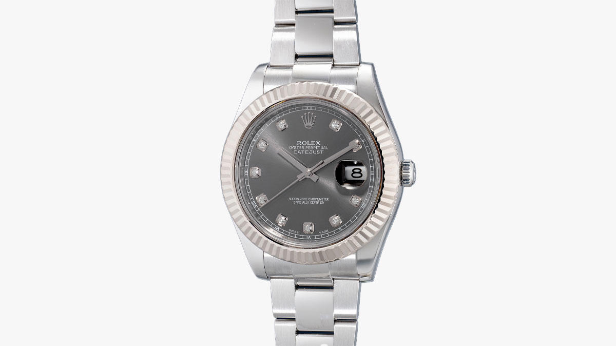 Rolex Oyster Perpetual Datejust II ref. 1163XX (2009-2016) Rolex Oyster Perpetual ref. 4467 (~1945-1959), Rolex Oyster Perpetual ref. 5030/5031 (~1948-1950), Rolex Oyster Perpetual Datejust ref. 6104/6105 (~1950-1953), Rolex Oyster Perpetual Datejust ref. 6309/6609 “Thunderbird” (~1954-1959), Rolex Oyster Perpetual Datejust ref. 16XX Series (~1958-1977), Rolex Oysterquartz Datejust (1977-2004), Rolex Oyster Perpetual Datejust ref. 16XXX (~1977-1988), Rolex Oyster Perpetual Datejust ref. 162XX (1988-2004), Rolex Oyster Perpetual Datejust II ref. 1163XX (2009-2016), Rolex Oyster Perpetual Datejust 41 1263XX (2016-Present), Rolex Oyster Perpetual Datejust ref. 126234-0051