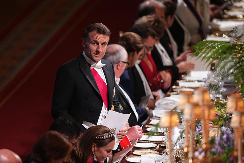 Key Points, Government refuses to give details on France migrant deal, What is coming up today?, The five women behind Brigitte Macron’s faultless French chic, Editorial: A small-boats deal with France would be a game-changer for Starmer, In pictures: High profile guest list for state banquet, King seated next to Macron who was next to Kate, King's speech sprinkled with lighter moments too, Macron delivers speech in which he speaks about Bayeux Tapestry loan, Camilla wears Queen Elizabeth II’s sapphire suite, Mick Jagger and Elton John top star-studded guest list for state banquet, Kate and William pictured smiling together outside in gardens of Windsor, Highlights from day one of Macron's state visit, Royal family speaks of 'L’Entente Cordiale in the Kitchens!', Macron presses for recognition of Palestine as ‘only path to peace’, King set to emphasise 'multitude of complex threats' facing Britain and France, Starmer and Macron lay wreaths by Churchill statue and face hecklers, Kate to attend first state banquet in two years, President lays wreath, Analysis: Migration and Donald Trump set to add frisson to discussions, Watch: Macron jokes Bayeaux Tapestry loan took longer to deliver than Brexit, We must reduce reliance on China and US, Macron warns, UK and France will save Europe by example, French leader says, We must protect international order, Macron says, Watch: Macron says France and UK ‘must fix illegal migration burden’, Standing ovation for president, Macron calls for opportunities for young for virtual exchanges, Analysis: Macron promises ‘closest cooperation’ on migration - but something is missing, Macron calls for cooperation with other nations to curb illegal migration, Democracy attacked daily, says Macron, Macron calls for state of Palestine to be recognised, We will never abandon Ukraine, says Macron, Analysis: Macron’s warmth to “dear Keir” on display