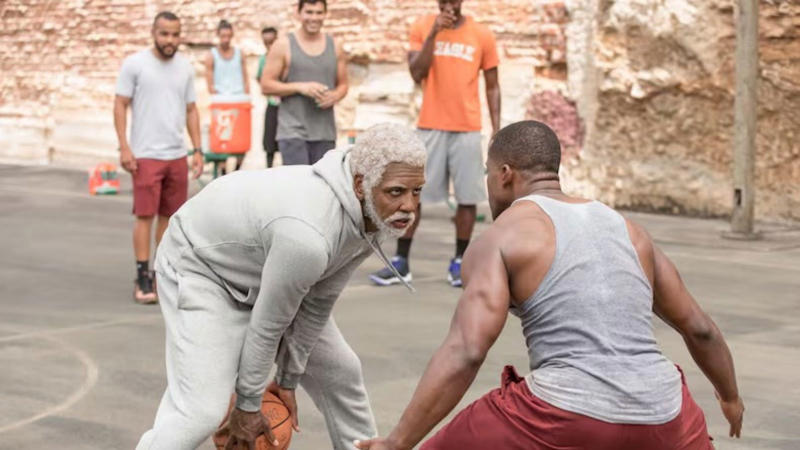 1. Uncut Gems (2019) - Kevin Garnett, 2. He Got Game (1998) - Ray Allen, 3. Space Jam (1996) - Michael Jordan &amp; multiple NBA stars, 4. Airplane! (1980) - Kareem Abdul-Jabbar, 5. Blue Chips (1994) - Shaquille O'Neal &amp; Penny Hardaway, 6. Trainwreck (2015) - LeBron James, 7. White Men Can't Jump (1992) - Marques Johnson, 8. Space Jam: A New Legacy (2021) - LeBron James &amp; multiple NBA/WNBA stars, 9. Hustle (2022) - Juancho Hernangómez &amp; multiple NBA stars, 10. Uncle Drew (2018) - Kyrie Irving &amp; multiple NBA stars, 11. Conan the Destroyer (1984) - Wilt Chamberlain, 12. Bad Boys (1995) &amp; Bad Boys II (2003) - John Salley, 13. The Fish That Saved Pittsburgh (1979) - Julius Erving, 14. Kazaam (1996) - Shaquille O'Neal, 15. Like Mike (2002) - Lil' Bow Wow &amp; multiple NBA stars