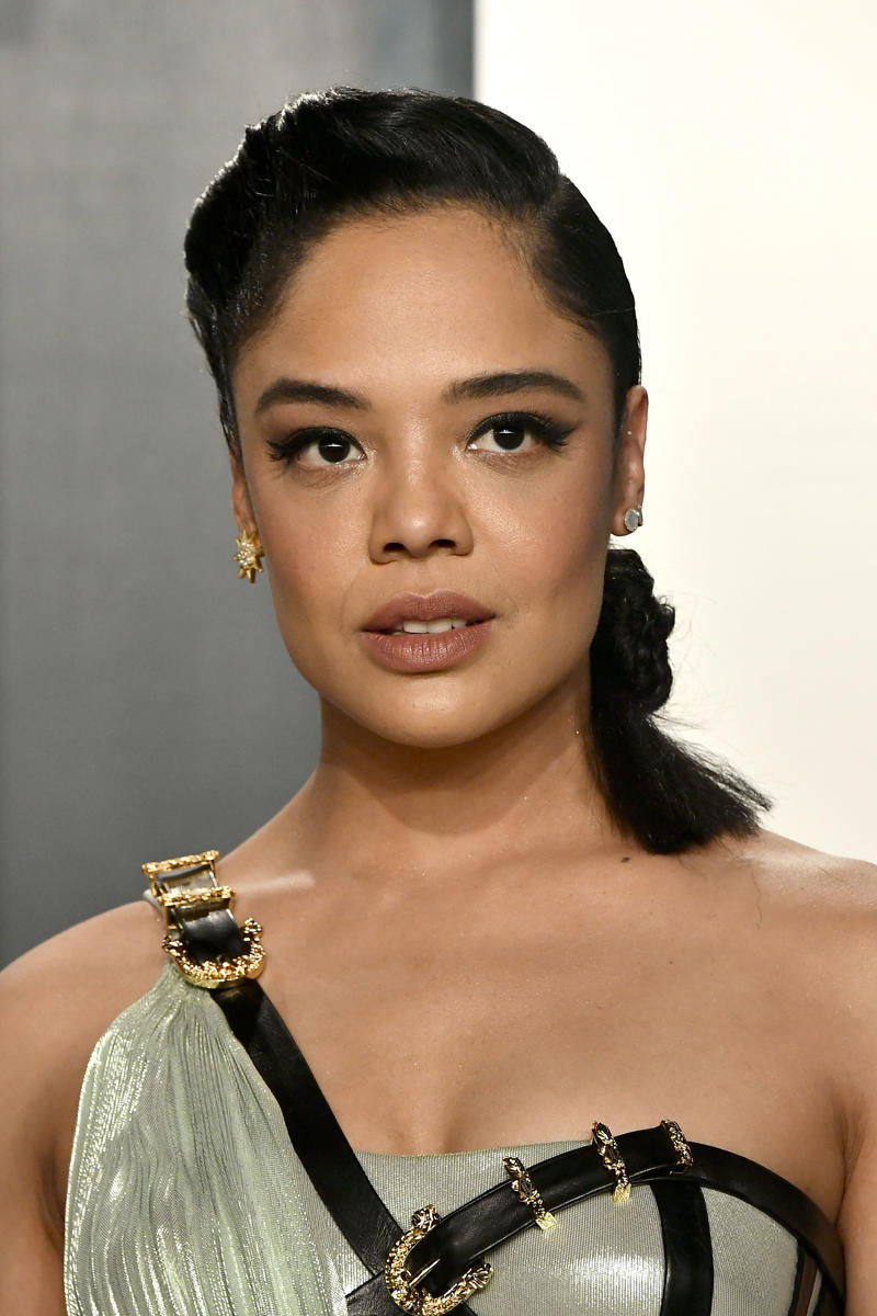 Asymmetrical Face-Framing Tendrils, Low and Teased, Ponytail Pouf, Ribboned, Braided Ponytail, Asymmetrical, Glossy Ponytail