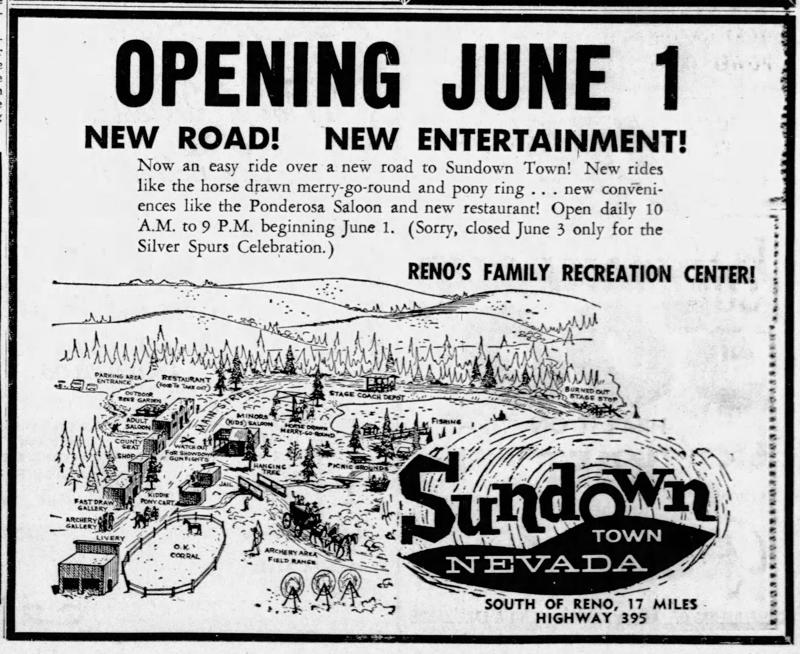 Moana Springs, Reno, Coney Island Amusement Park, Sparks, Sundown Town, Washoe Valley, Ponderosa Ranch, Incline Village, Great Basin Adventure, Reno