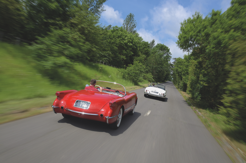 8. Chevrolet Corvette C1 (1953-’62) Bringing up the rear, 1. Tucker Torpedo (1948), Tucker Torpedo (cont.), 2. Volkswagen Beetle (1945-2003), Volkswagen Beetle (cont.), 3. Chevrolet Bel Air Mk2 (1955-’57), Chevrolet Bel Air Mk2 (cont.), 4. Facel Vega HK500 (1959-’62), Facel Vega HK500 (cont.), 5. Cadillac Eldorado Mk4 (1959-’60), Cadillac Eldorado Mk4 (cont.), 6. Chevrolet El Camino Mk1 (1959-’60), Chevrolet El Camino Mk1 (cont.), 7. Lincoln Continental Mk3 Convertible (1959-’60), Lincoln Continental Mk3 Convertible (cont.), 8. Chevrolet Corvette C1 (1953-’62), Chevrolet Corvette C1 (cont.), 9. Dodge Polara Mk1 (1960-’61), Dodge Polara Mk1 (cont.), 10. Plymouth Valiant Mk1 (1960-’62), Plymouth Valiant Mk1 (cont.), 11. Ford Cortina Mk1 (1962-’66), Ford Cortina Mk1 (cont.), 12. Rover P6 (1963-’77), Rover P6 (cont.), 13. Ford Mustang Mk1 (1964-’73), Ford Mustang Mk1 (cont.), 14. Mazda Cosmo 110S (1967-’72), Mazda Cosmo 110S (cont.), 15. Mercury Cougar Mk1 (1967-’70), Mercury Cougar Mk1 (cont.), 16. Range Rover Mk1 (1969-’94), Range Rover Mk1 (cont.), 17. Dodge Charger Mk2 (1968-’70), Dodge Charger Mk2 (cont.), 18. Ford Cortina Mk3 (1969-’76), Ford Cortina Mk3 (cont.), 19. Hillman Avenger Mk1 (1970-’79), Hillman Avenger Mk1 (cont.), 20. Vauxhall Firenza (1971-’75), Vauxhall Firenza (cont.), 21. Mercedes-Benz 116-series S-Class (1972-’80), Mercedes-Benz 116-series S-Class (cont.), 22. Lancia Stratos (1973-’78), Lancia Stratos (cont.), 23. Lamborghini Countach (1974-’90), Lamborghini Countach (cont.), 24. Maserati Khamsin (1974-’82), Maserati Khamsin (cont.), 25. Pontiac Firebird Trans Am Mk2 (1970-’81), Pontiac Firebird Trans Am Mk2 (cont.), 26. Porsche 911 (1974-’89), Porsche 911 (cont.), 27. Ferrari Testarossa (1984-’91), Ferrari Testarossa (cont.), 28. Maserati 3200GT (1998-2002), Maserati 3200GT (cont.), 29. BMW Z8 (1998-2003), BMW Z8 (cont.)