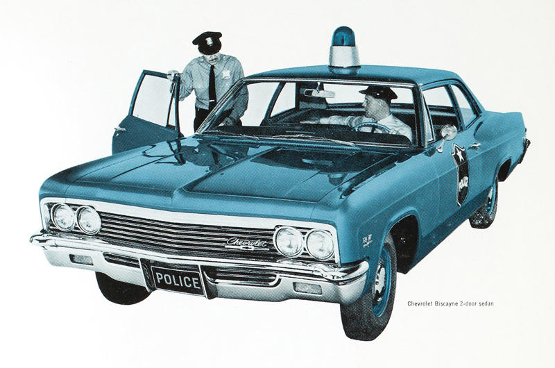 Chevrolet Biscayne 2-door Police (1966) Who doesn’t like a police car?, Rapid Model F 700B Police Patrol Wagon (1910), Ford Model T Police Truck (1919), Lincoln Phaeton Police Flyers (1924), GMC Cowl Chassis (1929), Buick Four Door Sedan (1935), Chevrolet Master Deluxe Police Vehicle (1938), Plymouth P8 Coupe New York Police Car (1939), Ford Police Cars for Dearborn, Michigan (1946), Ford Police Car Brochure (1952), Chevrolet 210 Series Police Car (1956), Ford Fairlane Interceptors (1956), Dodge Coronet Police Car (1957), Chrysler Enforcer Police Car (1961), Dodge Dart Police Sedan (1962), Ford Police Interceptor (1963), Chevrolet Biscayne 2-door Police (1966), Dodge Polara Pursuit (1966), Pontiac Catalina Four Door Sedan Police Car (1969), Plymouth Satellite Police Car (1972), Chevrolet Nova Police Vehicle (1975), Ford Fairmont Police Car (1978), Plymouth Volare Police Car (1978), Ford Mustang Special Service Package (1982), Ford Crown Victoria Police Package (1992), Ford Crown Victoria Police Interceptor (2006), Chevrolet Impala Police Vehicle (2008), Chevrolet Tahoe Police Package (2010), Ford Police Interceptors (2010), Chevrolet Caprice PPV Police Sedan (2012), Dodge Durango and Charger Police (2019), What’s next?