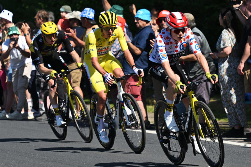 5: Jonas Vingegaard - WorldTeam Visma–Lease a Bike 10: Mattias Skjelmose - Lidl-Trek, 8: Florian Lipowitz - Red Bull-BORA-hansgrohe, 7: Oscar Onley - Team Picnic-PostNL, 6: Matteo Jorgenson - Team Visma-Lease a Bike, 5: Mathieu van der Poel - Alpecin-Deceuninck, 4: Jonas Vingegaard - Team Visma-Lease a Bike, 3: Kévin Vauquelin - Arkéa-B&B, 2: Remco Evenepoel - Soudal Quick-Step