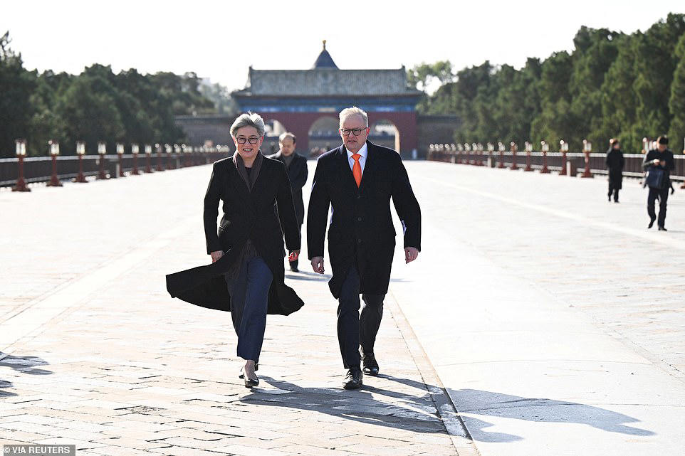 Penny Wong warns of China threat as Albanese heads to Beijing