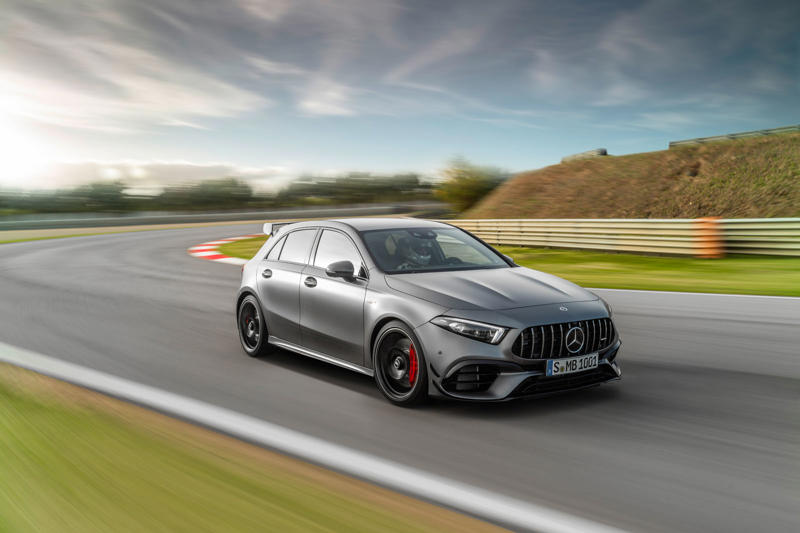 Mercedes-Benz A45 S AMG (2019) Renault 4 (1961), Toyota Century (1967), Renault Rodeo (1970), Volkswagen SP2 (1972), Lancia Stratos (1973), Citroën GS/GSA (1979), Mercedes-Benz G W460 (1979), Volkswagen Transporter pickup (1979), Alfa Romeo 33 (1983), Ford Fiesta XR2 (1984), Peugeot 205 GTI (1984), Toyota Land Cruiser 70 (1984), Lancia Thema 8.32 (1986), BMW 3 Series Touring (1987), Nissan Pao (1989), Volkswagen Rallye Golf (1989), Volkswagen Golf Country (1990), Suzuki Cappuccino (1991), Autozam AZ-1 (1992), Citroën Xantia (1992), Audi RS 2 Avant (1994), Renault Sport Spider (1995), Alfa Romeo 156 (1996), Peugeot 106 Rallye (1996), Honda Civic Type R (1997 - 2017), Subaru Impreza 22B-STI (1998), Pagani Zonda (1999), Nissan Skyline GT-R R34 (1999), TVR Sagaris (2005), Chrysler 300C Touring (2006), Holden VE Ute (2007), Volkswagen Scirocco (2008), Dacia Duster (2009), Honda N-One (2012), Mercedes-Benz C-Class Estate (2014), Subaru Levorg (2014), Volkswagen Passat Mk8 (2014), Aston Martin Lagonda Taraf (2015), Audi RS3 Sportback (2015), Alpine A110 (2017), Volkswagen Up GTI (2017), Suzuki Jimny (2018), Audi RS 4 Avant (2018), Ford Fiesta ST (2018), Ford Focus ST Estate (2019), Volkswagen ID 3 (2019), Honda E (2019), Mercedes-Benz A45 S AMG (2019), Ford Puma (2020), Toyota GR Yaris (2020), Mercedes-Benz Unimog (2021), BMW M3 Touring (2022), Renault 5 (2025)