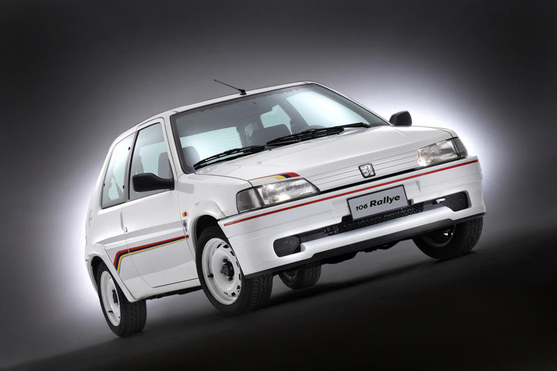 Peugeot 106 Rallye (1996) Renault 4 (1961), Toyota Century (1967), Renault Rodeo (1970), Volkswagen SP2 (1972), Lancia Stratos (1973), Citroën GS/GSA (1979), Mercedes-Benz G W460 (1979), Volkswagen Transporter pickup (1979), Alfa Romeo 33 (1983), Ford Fiesta XR2 (1984), Peugeot 205 GTI (1984), Toyota Land Cruiser 70 (1984), Lancia Thema 8.32 (1986), BMW 3 Series Touring (1987), Nissan Pao (1989), Volkswagen Rallye Golf (1989), Volkswagen Golf Country (1990), Suzuki Cappuccino (1991), Autozam AZ-1 (1992), Citroën Xantia (1992), Audi RS 2 Avant (1994), Renault Sport Spider (1995), Alfa Romeo 156 (1996), Peugeot 106 Rallye (1996), Honda Civic Type R (1997 - 2017), Subaru Impreza 22B-STI (1998), Pagani Zonda (1999), Nissan Skyline GT-R R34 (1999), TVR Sagaris (2005), Chrysler 300C Touring (2006), Holden VE Ute (2007), Volkswagen Scirocco (2008), Dacia Duster (2009), Honda N-One (2012), Mercedes-Benz C-Class Estate (2014), Subaru Levorg (2014), Volkswagen Passat Mk8 (2014), Aston Martin Lagonda Taraf (2015), Audi RS3 Sportback (2015), Alpine A110 (2017), Volkswagen Up GTI (2017), Suzuki Jimny (2018), Audi RS 4 Avant (2018), Ford Fiesta ST (2018), Ford Focus ST Estate (2019), Volkswagen ID 3 (2019), Honda E (2019), Mercedes-Benz A45 S AMG (2019), Ford Puma (2020), Toyota GR Yaris (2020), Mercedes-Benz Unimog (2021), BMW M3 Touring (2022), Renault 5 (2025)