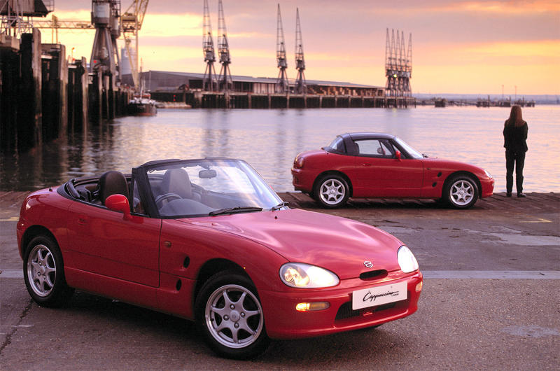 Suzuki Cappuccino (1991) Renault 4 (1961), Toyota Century (1967), Renault Rodeo (1970), Volkswagen SP2 (1972), Lancia Stratos (1973), Citroën GS/GSA (1979), Mercedes-Benz G W460 (1979), Volkswagen Transporter pickup (1979), Alfa Romeo 33 (1983), Ford Fiesta XR2 (1984), Peugeot 205 GTI (1984), Toyota Land Cruiser 70 (1984), Lancia Thema 8.32 (1986), BMW 3 Series Touring (1987), Nissan Pao (1989), Volkswagen Rallye Golf (1989), Volkswagen Golf Country (1990), Suzuki Cappuccino (1991), Autozam AZ-1 (1992), Citroën Xantia (1992), Audi RS 2 Avant (1994), Renault Sport Spider (1995), Alfa Romeo 156 (1996), Peugeot 106 Rallye (1996), Honda Civic Type R (1997 - 2017), Subaru Impreza 22B-STI (1998), Pagani Zonda (1999), Nissan Skyline GT-R R34 (1999), TVR Sagaris (2005), Chrysler 300C Touring (2006), Holden VE Ute (2007), Volkswagen Scirocco (2008), Dacia Duster (2009), Honda N-One (2012), Mercedes-Benz C-Class Estate (2014), Subaru Levorg (2014), Volkswagen Passat Mk8 (2014), Aston Martin Lagonda Taraf (2015), Audi RS3 Sportback (2015), Alpine A110 (2017), Volkswagen Up GTI (2017), Suzuki Jimny (2018), Audi RS 4 Avant (2018), Ford Fiesta ST (2018), Ford Focus ST Estate (2019), Volkswagen ID 3 (2019), Honda E (2019), Mercedes-Benz A45 S AMG (2019), Ford Puma (2020), Toyota GR Yaris (2020), Mercedes-Benz Unimog (2021), BMW M3 Touring (2022), Renault 5 (2025)
