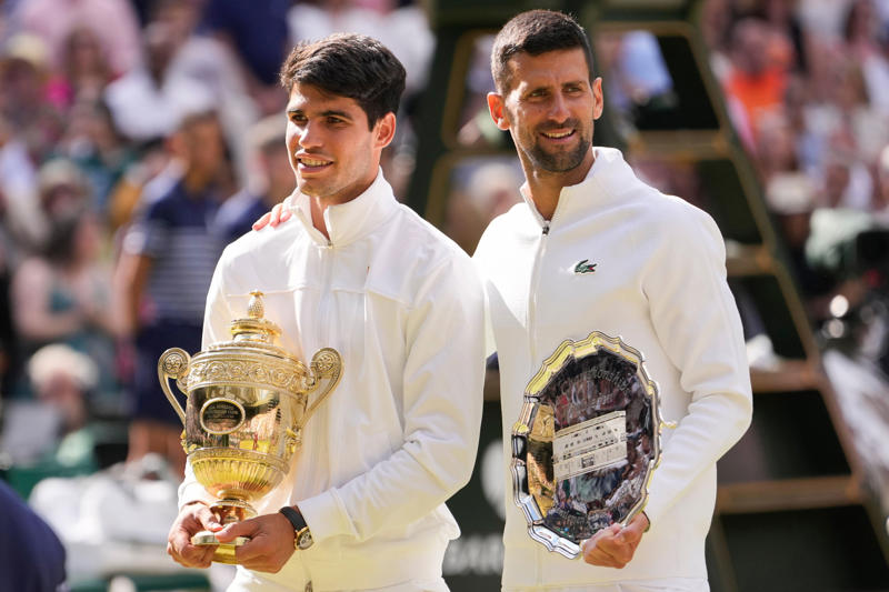 Wimbledon men’s semi-finals live, *Alcaraz 3-2 Fritz – eye issue for Spaniard, Alcaraz 3-1 Fritz*, *Alcaraz 2-1 Fritz, Alcaraz 2-0 Fritz*, *Alcaraz 1-0 Fritz, Alcaraz and Fritz emerge on court!, Alcaraz vs Fritz moments away, Yesterday: Mixed Doubles champions crowned, A reminder of the Day 12 order of play, The key weapon Djokovic has which could beat Sinner, ‘Disneyland on steroids’: What it’s like to coach at Wimbledon, What time are the Wimbledon finals in 2025?, Prize money on offer:, A reminder of today’s order of play:, Wimbledon 2025 live: Today’s big story, Sinner discusses prospect of playing Djokovic, Aryna Sabalenka irked by two moments in her Wimbledon semi-final defeat, Iga Swiatek surprises herself by breaking through her grass ceiling at Wimbledon, How strawberries and cream became ‘a true icon’ of Wimbledon, How Jannik Sinner explained doping contamination to escape serious ban, The 2025 Wimbledon men’s semi-finalists, Swiatek breezes past Bencic and into her first final at Wimbledon, Sabalenka, fainting fans, and a fall at a familiar hurdle, The key weapon Djokovic has which could beat Sinner, Wimbledon 2025 live: Men’s semi-finals day arrives