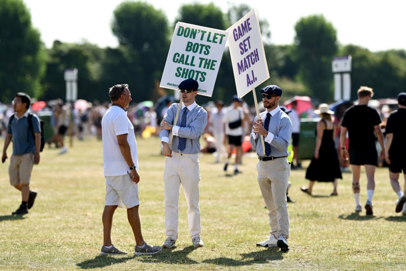      What are Wimbledon line judges doing this year?   ,      The biggest blunders since robots replaced line judges   , Should Wimbledon bring line judges back?,      'Wimbledon line judges are being degraded'   ,      A crossroads between AI and humanity   