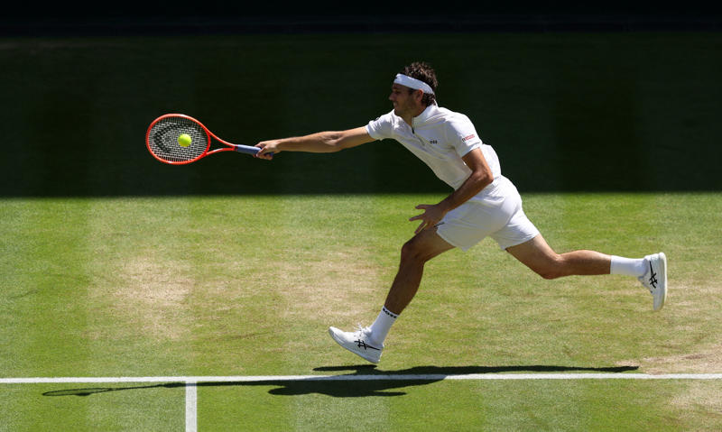 Wimbledon men’s semi-finals live, Alcaraz one set up, *Alcaraz 6-4, 1-2 Fritz, Alcaraz 6-4, 1-1 Fritz*, SET! ALCARAZ LEADS SEMI-FINAL, *Alcaraz 5-4 Fritz, Alcaraz 5-3 Fritz*, *Alcaraz 4-3 Fritz, Alcaraz 4-2 Fritz*, *Alcaraz 3-2 Fritz – eye issue for Spaniard, Alcaraz 3-1 Fritz*, *Alcaraz 2-1 Fritz, Alcaraz 2-0 Fritz*, *Alcaraz 1-0 Fritz, Alcaraz and Fritz emerge on court!, The key weapon Djokovic has which could beat Sinner, ‘Disneyland on steroids’: What it’s like to coach at Wimbledon, Wimbledon 2025 live: Today’s big story, How Jannik Sinner explained doping contamination to escape serious ban, Sabalenka, fainting fans, and a fall at a familiar hurdle, The key weapon Djokovic has which could beat Sinner, Wimbledon 2025 live: Men’s semi-finals day arrives