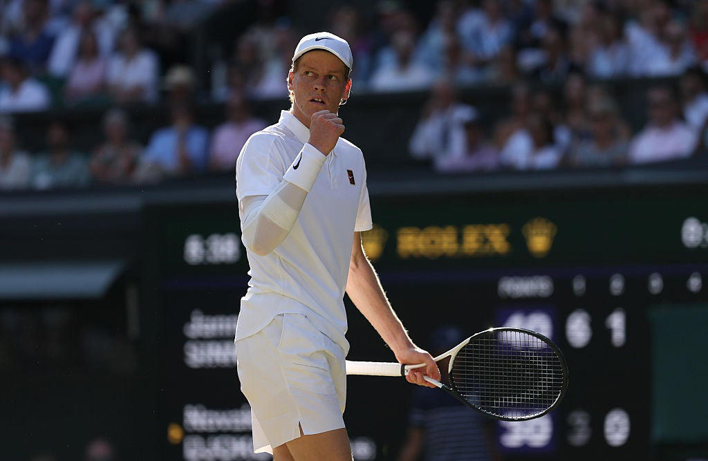 Wimbledon men’s semi-finals live, *Djokovic 3-6 2-5 Sinner, Djokovic 3-6 2-4 Sinner*, *Djokovic 3-6 1-4 Sinner, Djokovic 3-6 1-3 Sinner*, *Djokovic 3-6 0-3 Sinner, Djokovic 3-6 0-2 Sinner*, *Djokovic 3-6 0-1 Sinner, FIRST SET! Djokovic 3-6 Sinner*, Djokovic saves set points! *Djokovic 3-5 Sinner, *Djokovic 3-5 Sinner, Djokovic 3-4 Sinner*, *Djokovic 2-4 Sinner, Djokovic 2-3 Sinner*, *Djokovic 1-3 Sinner, Break of serve! Djokovic 1-2 Sinner*, *Djokovic 1-1 Sinner, Here we go..., Djokovic and Sinner on court! Read our match preview, Alcaraz on his hat-trick bid and Djokovic vs Sinner, GAME, SET AND MATCH! ALCARAZ WINS, Alcaraz saves two set points in tiebreak!, Fritz turns tiebreak around..., Alcaraz leads tiebreak at change of ends, *Alcaraz 6-4, 5-7, 6-3, 6-6 Fritz, *Alcaraz 6-4, 5-7, 6-3, 3-3 Fritz, SET! ALCARAZ IN FRONT ONCE MORE, Alcaraz breaks to love, SET! FRITZ TIES SEMI-FINAL OUT OF NOWHERE, Alcaraz 6-4, 4-4 Fritz*, SET! ALCARAZ LEADS SEMI-FINAL, *Alcaraz 3-2 Fritz – eye issue for Spaniard, The key weapon Djokovic has which could beat Sinner, Wimbledon 2025 live: Today’s big story, How Jannik Sinner explained doping contamination to escape serious ban, Sabalenka, fainting fans, and a fall at a familiar hurdle