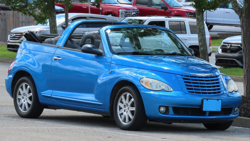 1. Chrysler PT Cruiser Convertible 1. Chevrolet Corvette C1, 2. Mazda MX-5 Miata, 3. Ford Mustang Convertible, 4. Porsche Boxster, 5. Mercedes-Benz SL (W113 “Pagoda”), 6. Shelby Cobra, 7. BMW 4 Series Convertible, 8. MINI Convertible (2016–Present), 9. Audi TT Roadster (2014–2023), 10. Porsche 911 Cabriolet (2019–Present), 1. Chrysler PT Cruiser Convertible, 2. Buick Cascada, 3. Nissan Micra CC, 4. Chevrolet SSR, 5. Suzuki X-90, 6. Chrysler Sebring Convertible (2008), 7. Range Rover Evoque Convertible, 8. Land Rover Freelander Convertible, 9. Lexus SC 430, 10. Dodge Dakota Convertible