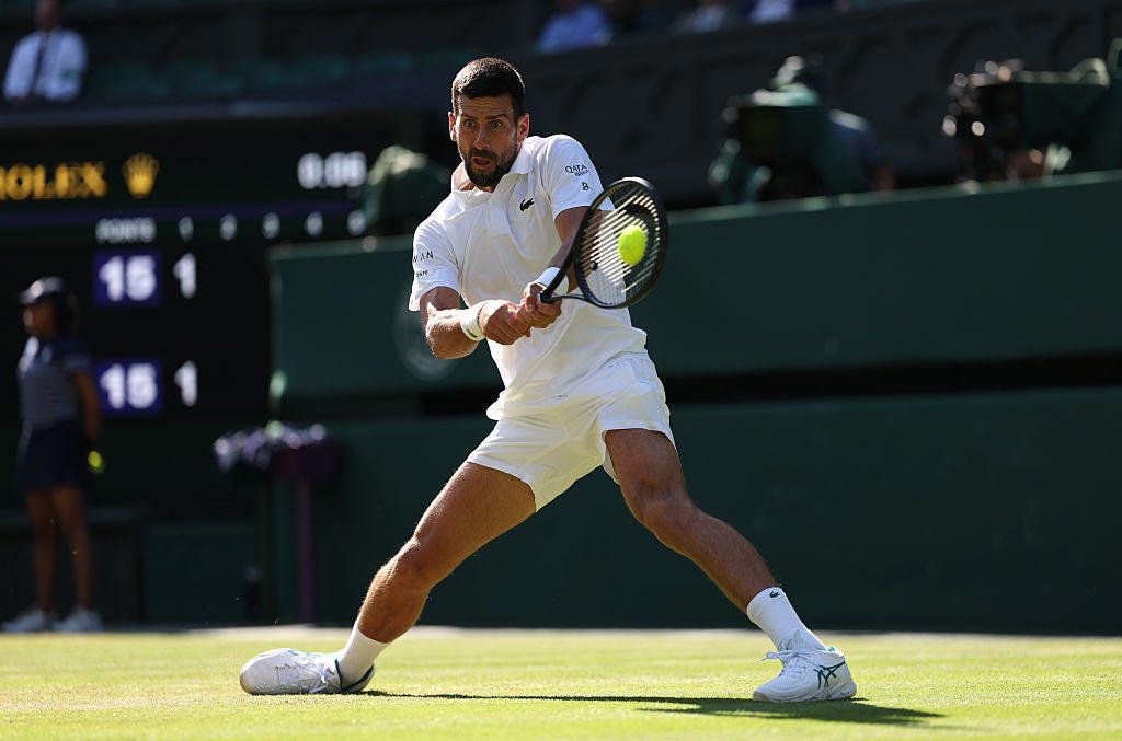 Wimbledon men’s semi-finals live, Sinner on French Open final rematch with Alcaraz, Sinner on Djokovic’s injury woes, Sinner on his first Wimbledon final this Sunday, GAME, SET AND MATCH! SINNER WINS, *Djokovic 3-6 3-6 4-5 Sinner*, *Djokovic 3-6 3-6 3-5 Sinner, Sinner breaks again! Djokovic 3-6 3-6 3-4 Sinner*, *Djokovic 3-6 3-6 3-3 Sinner, Sinner breaks back! Djokovic 3-6 3-6 3-2 Sinner*, *Djokovic 3-6 3-6 3-1 Sinner, Djokovic 3-6 3-6 3-0 Sinner*, Djokovic breaks! Djokovic 3-6 3-6 2-0 Sinner, Djokovic 3-6 3-6 1-0 Sinner*, Djokovic 3-6 3-6 Sinner, Djokovic takes medical timeout! Djokovic 3-6 3-6 Sinner, Djokovic calls trainer! Djokovic 3-6 3-6 Sinner, SECOND SET! Djokovic 3-6 3-6 Sinner, Djokovic 3-6 3-5 Sinner*, *Djokovic 3-6 2-5 Sinner, *Djokovic 3-6 2-5 Sinner, *Djokovic 3-6 2-5 Sinner, Djokovic 3-6 2-4 Sinner*, *Djokovic 3-6 1-4 Sinner, Djokovic 3-6 1-3 Sinner*, *Djokovic 3-6 0-3 Sinner, Djokovic 3-6 0-2 Sinner*, *Djokovic 3-6 0-1 Sinner, FIRST SET! Djokovic 3-6 Sinner*, Djokovic saves set points! *Djokovic 3-5 Sinner, *Djokovic 3-5 Sinner, Djokovic 3-4 Sinner*, *Djokovic 2-4 Sinner, Djokovic 2-3 Sinner*, *Djokovic 1-3 Sinner, Break of serve! Djokovic 1-2 Sinner*, *Djokovic 1-1 Sinner, Here we go..., Djokovic and Sinner on court! Read our match preview, Alcaraz on his hat-trick bid and Djokovic vs Sinner, GAME, SET AND MATCH! ALCARAZ WINS, Alcaraz saves two set points in tiebreak!, Fritz turns tiebreak around..., Alcaraz leads tiebreak at change of ends, *Alcaraz 6-4, 5-7, 6-3, 6-6 Fritz, *Alcaraz 6-4, 5-7, 6-3, 3-3 Fritz, SET! ALCARAZ IN FRONT ONCE MORE, Alcaraz breaks to love, SET! FRITZ TIES SEMI-FINAL OUT OF NOWHERE, Alcaraz 6-4, 4-4 Fritz*, SET! ALCARAZ LEADS SEMI-FINAL, *Alcaraz 3-2 Fritz – eye issue for Spaniard, The key weapon Djokovic has which could beat Sinner, Wimbledon 2025 live: Today’s big story, How Jannik Sinner explained doping contamination to escape serious ban, Sabalenka, fainting fans, and a fall at a familiar hurdle
