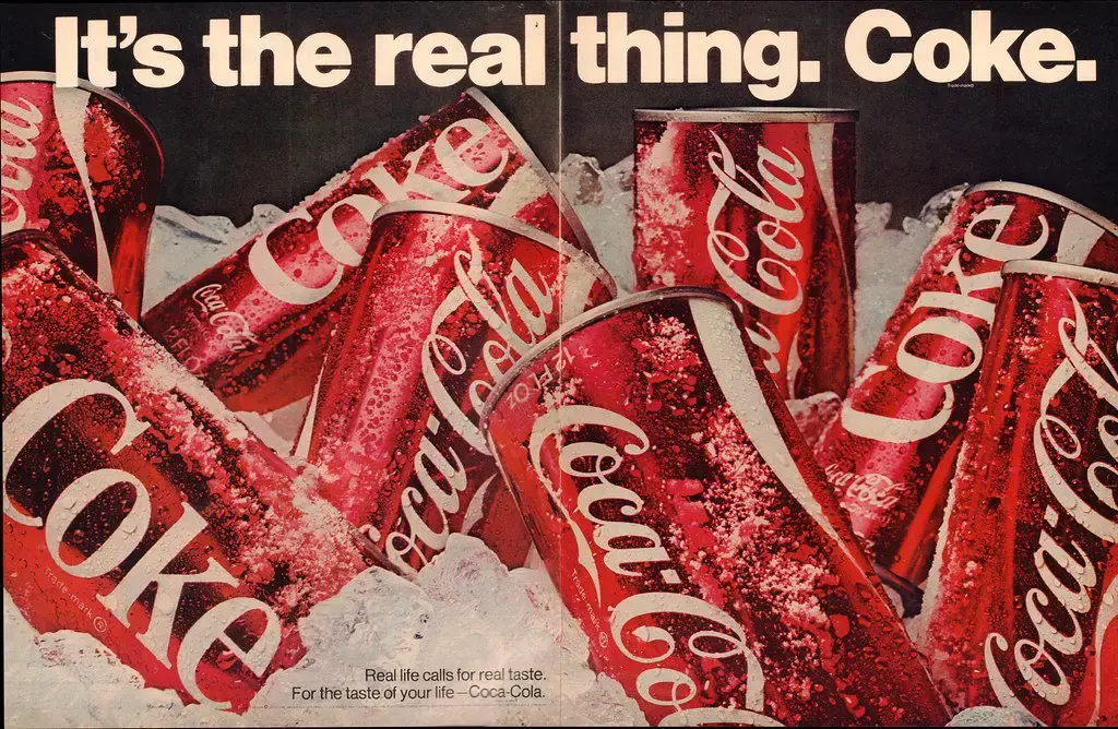 4. Coca-Cola’s “Drink Coca-Cola, Be Happy” 1. Pond’s “Your Best Weapon in Marriage”, 2. The Cigarette Doctor Recommends It!, 3. 7-Up for Babies, 4. Coca-Cola’s “Drink Coca-Cola, Be Happy”, 5. The Grape Nuts Cereal “Surprise!”, 6. Tootsie Pop’s “How Many Licks?”, 7. The “Tired? Try a Cigarette” Campaign, 8. Ford’s “You’ll Love the Ride”, 9. Miller Lite’s “It’s a Man’s Beer”, 10. Life Cereal’s “Give It to Mikey”, 11. Tab’s “It’s Diet, Not a Joke!”, 12. Bran Flakes’ “Get Your Fiber the Right Way”, 13. Alka-Seltzer’s “I Can’t Believe I Ate the Whole Thing”, 14. “That’s Not a Knife, This is a Knife”, 15. The “Perfect” Pancake, 16. M&M’s “They Do Exist”, 17. VW’s “Think Small”, 18. “The Great Taste of Milk”