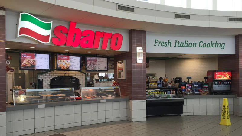 6. Sbarro Pizza 1. Orange Julius, 2. Dippin' Dots, 3. Cinnabon, 4. Mrs. Fields Cookies, 5. Wetzel's Pretzels, 6. Sbarro Pizza, 7. Panda Express Orange Chicken, 8. Jamba Juice, 9. Baja Blast, 10. Sarku Japan Teriyaki Plates, 11. Auntie Anne's Pretzels, 12. Hot Dog On A Stick, 13. Johnny Rockets Original Burger, 14. FroYo, 15. Charleys Philly Steaks, 16. Sweet Factory Bulk Candy, 17. Baskin-Robbins Ice Cream, 18. Bubble Tea, 19. Asian Stir-Fries, 20. Subway Sandwiches