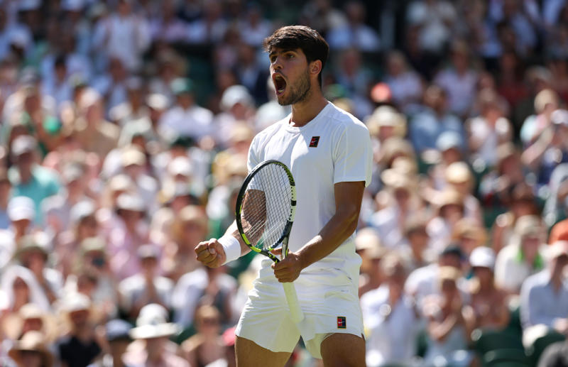 Wimbledon men’s semi-finals live, Sinner on French Open final rematch with Alcaraz, Sinner on Djokovic’s injury woes, Sinner on his first Wimbledon final this Sunday, GAME, SET AND MATCH! SINNER WINS, *Djokovic 3-6 3-6 4-5 Sinner*, *Djokovic 3-6 3-6 3-5 Sinner, Sinner breaks again! Djokovic 3-6 3-6 3-4 Sinner*, *Djokovic 3-6 3-6 3-3 Sinner, Sinner breaks back! Djokovic 3-6 3-6 3-2 Sinner*, *Djokovic 3-6 3-6 3-1 Sinner, Djokovic 3-6 3-6 3-0 Sinner*, Djokovic breaks! Djokovic 3-6 3-6 2-0 Sinner, Djokovic 3-6 3-6 1-0 Sinner*, Djokovic 3-6 3-6 Sinner, Djokovic takes medical timeout! Djokovic 3-6 3-6 Sinner, Djokovic calls trainer! Djokovic 3-6 3-6 Sinner, SECOND SET! Djokovic 3-6 3-6 Sinner, Djokovic 3-6 3-5 Sinner*, *Djokovic 3-6 2-5 Sinner, *Djokovic 3-6 2-5 Sinner, *Djokovic 3-6 2-5 Sinner, Djokovic 3-6 2-4 Sinner*, *Djokovic 3-6 1-4 Sinner, Djokovic 3-6 1-3 Sinner*, *Djokovic 3-6 0-3 Sinner, Djokovic 3-6 0-2 Sinner*, *Djokovic 3-6 0-1 Sinner, FIRST SET! Djokovic 3-6 Sinner*, Djokovic saves set points! *Djokovic 3-5 Sinner, *Djokovic 3-5 Sinner, Djokovic 3-4 Sinner*, *Djokovic 2-4 Sinner, Djokovic 2-3 Sinner*, *Djokovic 1-3 Sinner, Break of serve! Djokovic 1-2 Sinner*, *Djokovic 1-1 Sinner, Here we go..., Djokovic and Sinner on court! Read our match preview, Alcaraz on his hat-trick bid and Djokovic vs Sinner, GAME, SET AND MATCH! ALCARAZ WINS, Alcaraz saves two set points in tiebreak!, Fritz turns tiebreak around..., Alcaraz leads tiebreak at change of ends, *Alcaraz 6-4, 5-7, 6-3, 6-6 Fritz, *Alcaraz 6-4, 5-7, 6-3, 3-3 Fritz, SET! ALCARAZ IN FRONT ONCE MORE, Alcaraz breaks to love, SET! FRITZ TIES SEMI-FINAL OUT OF NOWHERE, Alcaraz 6-4, 4-4 Fritz*, SET! ALCARAZ LEADS SEMI-FINAL, *Alcaraz 3-2 Fritz – eye issue for Spaniard, The key weapon Djokovic has which could beat Sinner, Wimbledon 2025 live: Today’s big story, How Jannik Sinner explained doping contamination to escape serious ban, Sabalenka, fainting fans, and a fall at a familiar hurdle