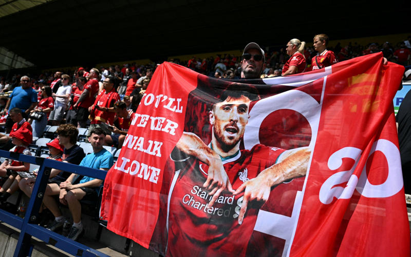 05:25 PM BST, Liverpool’s number 20, forever, 05:15 PM BST, A lot to take in, 05:12 PM BST, Very, very emotional, 05:07 PM BST, Scenes after FT, 05:06 PM BST, Paying tribute to Diogo Jota, 04:58 PM BST, Credit to Preston, 04:53 PM BST, Emotional scenes, 04:51 PM BST, Full time, 04:49 PM BST, 90+1 mins: Preston 1 Liverpool 3, 04:48 PM BST, 90 mins: Preston 1 Liverpool 3, 04:47 PM BST, GOAL! Gakpo seals victory for Liverpool, 04:43 PM BST, 85 mins: Preston 1 Liverpool 2, 04:41 PM BST, GOAL! Lindsay gets one back for Preston, 04:39 PM BST, 80 mins: Preston 0 Liverpool 2, 04:36 PM BST, 78 mins: Preston 0 Liverpool 2, 04:35 PM BST, 76 mins: Preston 0 Liverpool 2, 04:32 PM BST, 73 mins: Preston 0 Liverpool 2, 04:28 PM BST, 69 mins: Preston 0 Liverpool 2, 04:25 PM BST, 66 mins: Preston 0 Liverpool 2, 04:22 PM BST, 63 mins: Preston 0 Liverpool 2, 04:18 PM BST, 60 mins: Preston 0 Liverpool 2, 04:17 PM BST, 59 mins: Preston 0 Liverpool 2, 04:15 PM BST, 56 mins: Preston 0 Liverpool 2, 04:15 PM BST, 55 mins: Preston 0 Liverpool 2, 04:11 PM BST, GOAL! Nunez doubles Liverpool’s lead and pays tribute to Diogo Jota, 04:05 PM BST, 47 mins: Preston 0 Liverpool 1, 04:03 PM BST, Second half, 03:54 PM BST, Tributes throughout the first half, 03:51 PM BST, Conor Bradley has Liverpool ahead at the break, 03:47 PM BST, Half-time, 03:46 PM BST, 45+1 mins: Preston 0 Liverpool 1, 03:45 PM BST, 45 mins: Preston 0 Liverpool 1, 03:44 PM BST, 44 mins: Preston 0 Liverpool 1, 03:43 PM BST, 42 mins: Preston 0 Liverpool 1, 03:37 PM BST, 36 mins: Preston 0 Liverpool 1, 03:33 PM BST, GOAL! Bradley gives Liverpool the lead, 03:32 PM BST, 31 mins: Preston 0 Liverpool 0, 03:28 PM BST, 28 mins: Preston 0 Liverpool 0, 03:26 PM BST, 26 mins: Preston 0 Liverpool 0, 03:24 PM BST, 23 mins: Preston 0 Liverpool 0, 03:20 PM BST, 20 mins: Preston 0 Liverpool 0, 03:18 PM BST, 17 mins: Preston 0 Liverpool 0, 03:17 PM BST, 15 mins: Preston 0 Liverpool 0, 03:14 PM BST, 13 mins: Preston 0 Liverpool 0, 03:11 PM BST, 11 mins: Preston 0 Liverpool 0, 03:10 PM BST, 10 mins: Preston 0 Liverpool 0, 03:09 PM BST, 8 mins: Preston 0 Liverpool 0, 03:04 PM BST, 4 mins: Preston 0 Liverpool 0, 03:03 PM BST, 2 mins: Preston 0 Liverpool 0, 03:01 PM BST, 1 min: Preston 0 Liverpool 0, 03:00 PM BST, Kick-off, 02:57 PM BST, Minute’s silence, 02:56 PM BST, Reminder of the teams, 02:54 PM BST, Pre-match tributes, 02:51 PM BST, Remembering Liverpool’s number 20, 02:42 PM BST, Liverpool warming up, 02:39 PM BST, Debut in goal for the huge Georgian, 02:33 PM BST, Full team news, 02:30 PM BST, Liverpool retire Diogo Jota’s shirt number, 02:27 PM BST, Preston’s business so far this summer, 02:26 PM BST, Out to warm up, 02:25 PM BST, Liverpool’s business so far this summer, 02:21 PM BST, Tributes aplenty, 02:18 PM BST, New coach in the Liverpool dugout, 02:11 PM BST, Jota shirts everywhere, 02:05 PM BST, Jota’s song will live on, 02:03 PM BST, Preston team news, 02:00 PM BST, Liverpool team news, 02:00 PM BST, Commemorative edition matchday programme, 01:25 PM BST, Liverpool poised for emotional return