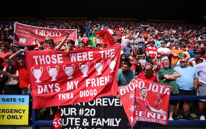 05:25 PM BST, Liverpool’s number 20, forever, 05:15 PM BST, A lot to take in, 05:12 PM BST, Very, very emotional, 05:07 PM BST, Scenes after FT, 05:06 PM BST, Paying tribute to Diogo Jota, 04:58 PM BST, Credit to Preston, 04:53 PM BST, Emotional scenes, 04:51 PM BST, Full time, 04:49 PM BST, 90+1 mins: Preston 1 Liverpool 3, 04:48 PM BST, 90 mins: Preston 1 Liverpool 3, 04:47 PM BST, GOAL! Gakpo seals victory for Liverpool, 04:43 PM BST, 85 mins: Preston 1 Liverpool 2, 04:41 PM BST, GOAL! Lindsay gets one back for Preston, 04:39 PM BST, 80 mins: Preston 0 Liverpool 2, 04:36 PM BST, 78 mins: Preston 0 Liverpool 2, 04:35 PM BST, 76 mins: Preston 0 Liverpool 2, 04:32 PM BST, 73 mins: Preston 0 Liverpool 2, 04:28 PM BST, 69 mins: Preston 0 Liverpool 2, 04:25 PM BST, 66 mins: Preston 0 Liverpool 2, 04:22 PM BST, 63 mins: Preston 0 Liverpool 2, 04:18 PM BST, 60 mins: Preston 0 Liverpool 2, 04:17 PM BST, 59 mins: Preston 0 Liverpool 2, 04:15 PM BST, 56 mins: Preston 0 Liverpool 2, 04:15 PM BST, 55 mins: Preston 0 Liverpool 2, 04:11 PM BST, GOAL! Nunez doubles Liverpool’s lead and pays tribute to Diogo Jota, 04:05 PM BST, 47 mins: Preston 0 Liverpool 1, 04:03 PM BST, Second half, 03:54 PM BST, Tributes throughout the first half, 03:51 PM BST, Conor Bradley has Liverpool ahead at the break, 03:47 PM BST, Half-time, 03:46 PM BST, 45+1 mins: Preston 0 Liverpool 1, 03:45 PM BST, 45 mins: Preston 0 Liverpool 1, 03:44 PM BST, 44 mins: Preston 0 Liverpool 1, 03:43 PM BST, 42 mins: Preston 0 Liverpool 1, 03:37 PM BST, 36 mins: Preston 0 Liverpool 1, 03:33 PM BST, GOAL! Bradley gives Liverpool the lead, 03:32 PM BST, 31 mins: Preston 0 Liverpool 0, 03:28 PM BST, 28 mins: Preston 0 Liverpool 0, 03:26 PM BST, 26 mins: Preston 0 Liverpool 0, 03:24 PM BST, 23 mins: Preston 0 Liverpool 0, 03:20 PM BST, 20 mins: Preston 0 Liverpool 0, 03:18 PM BST, 17 mins: Preston 0 Liverpool 0, 03:17 PM BST, 15 mins: Preston 0 Liverpool 0, 03:14 PM BST, 13 mins: Preston 0 Liverpool 0, 03:11 PM BST, 11 mins: Preston 0 Liverpool 0, 03:10 PM BST, 10 mins: Preston 0 Liverpool 0, 03:09 PM BST, 8 mins: Preston 0 Liverpool 0, 03:04 PM BST, 4 mins: Preston 0 Liverpool 0, 03:03 PM BST, 2 mins: Preston 0 Liverpool 0, 03:01 PM BST, 1 min: Preston 0 Liverpool 0, 03:00 PM BST, Kick-off, 02:57 PM BST, Minute’s silence, 02:56 PM BST, Reminder of the teams, 02:54 PM BST, Pre-match tributes, 02:51 PM BST, Remembering Liverpool’s number 20, 02:42 PM BST, Liverpool warming up, 02:39 PM BST, Debut in goal for the huge Georgian, 02:33 PM BST, Full team news, 02:30 PM BST, Liverpool retire Diogo Jota’s shirt number, 02:27 PM BST, Preston’s business so far this summer, 02:26 PM BST, Out to warm up, 02:25 PM BST, Liverpool’s business so far this summer, 02:21 PM BST, Tributes aplenty, 02:18 PM BST, New coach in the Liverpool dugout, 02:11 PM BST, Jota shirts everywhere, 02:05 PM BST, Jota’s song will live on, 02:03 PM BST, Preston team news, 02:00 PM BST, Liverpool team news, 02:00 PM BST, Commemorative edition matchday programme, 01:25 PM BST, Liverpool poised for emotional return