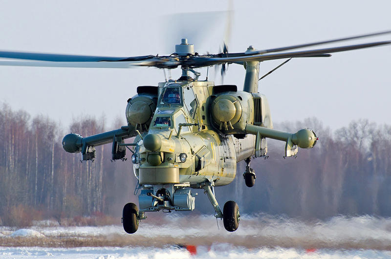 10: Eurocopter Tiger, 9: HAL Prachand, 8: Denel Rooivalk, 7: Agusta A129 Mangusta, 6: Chinese Aircraft Industries Group (CAIC) Z-10, 5: Kamov Ka-50/52 (NATO codename ‘Hokum’), 5: Kamov Ka-50/52, 4: Mil Mi-24/25/35 (NATO codename ‘Hind’), 3: Mil Mi-28 ‘Havoc’, 2: Bell AH-1Z Viper, 1: AH-64 Apache