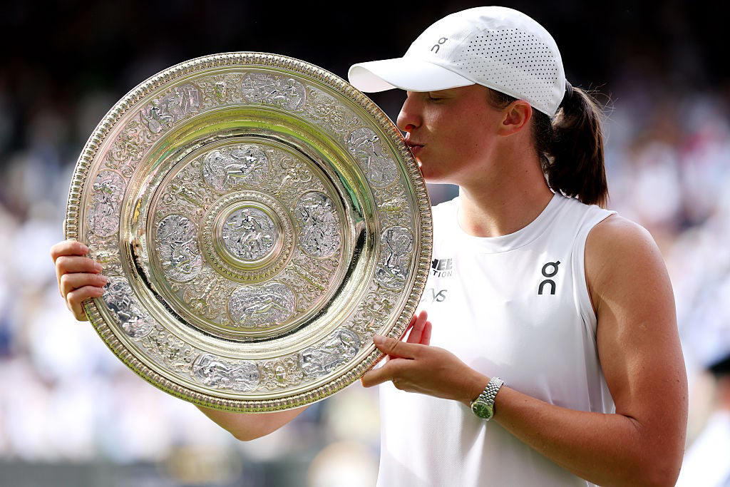 Wimbledon 2025: Women's singles final - Swiatek vs Anisimova, Iga Swiatek celebrates, Swiatek makes history, Swiatek celebrates with the trophy, Tale of the tape, Iga Swiatek is the Wimbledon champion, Iga Swiatek is the Wimbledon champion, Iga Swiatek: 'I didn't even dream of this', Anisimova speaks, Trophy presentation, Anisimova returns to court, Iga Swiatek wins maiden Wimbledon title, Iga Swiatek is the Wimbledon champion!, Iga Swiatek is the Wimbledon champion!, Swiatek serves for the championship, Swiatek serves for the championship, Swiatek serves for the championship, Swiatek breaks again, Swiatek holds, Deuce on Swiatek serve, Swiatek goes double break up, Deuce on Anisimova serve, Swiatek holds, Swiatek breaks immediately at start of second set, Swiatek seals first set in double-quick time, Anisimova cumbling on Centre Court, Swiatek escapes trouble to hold, Swiatek breaks again, Swiatek backs up the break with a service hold, Swiatek breaks immediately against nervous Anisimova, Wimbledon final – Anisimova v Swiatek, Wimbledon final – Anisimova v Swiatek, Elsewhere at Wimbledon today, Royalty in the box, Centre Court filling up for Anisimova v Swiatek, Princess of Wales introduced to wheelchair singles champion before women's final, Anisimova hopes to inspire with her comeback story, Princess of Wales arrives to attend the women's singles final, Preview: The key battle at the heart of Wimbledon final, Cash and Glasspool revel in Wimbledon triumph, Pel and Hijikata salute 'crazy ride', Summary: Cash and Glasspool make British tennis history, Cash and Glasspool clinch Wimbledon doubles title, Cash and Glasspool clinch Wimbledon doubles title, Cash and Glasspool clinch Wimbledon doubles title, Men's doubles final in second-set tie-break, Boys doubles final on Court One, British duo level in second set of men's doubles final, Hewett and Reid beaten in wheelchair doubles final, British pair lead men's doubles final, Hewett and Reid edge towards second set, Cash and Glasspool make fast start on Centre, Hewett and Reid lose first set, Cash and Glasspool can make history, Order of play, Anisimova can become third American major champion of 2025, Swiatek closing in on hardest piece of career grand slam, Swiatek closing in on hardest piece of career grand slam, Swiatek closing in on hardest piece of career grand slam, Amanda Anisimova profile: The prodigy who quit tennis, Amanda Anisimova profile: The prodigy who quit tennis, Amanda Anisimova profile: The prodigy who quit tennis, Amanda Anisimova profile: The prodigy who quit tennis, Amanda Anisimova ready to face ‘inspiration’ Iga Swiatek in Wimbledon final, Sinner on facing Alcaraz tomorrow, Grigor Dimitrov provides injury update from hospital after Wimbledon heartbreak, Sinner overcomes injured Djokovic to book Alcaraz rematch in men's singles final, Day 13 order of play - Saturday 12 July