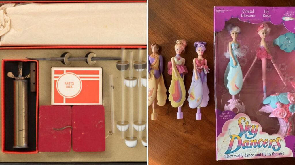 33 Once-Popular Toys That Would Never Pass Today #1: Cabbage Patch Snacktime Kids, #3: Slip ‘N Slide, #4: Clackers, #6: Moon Shoes, #7: Garbage Pail Kids, #9: Skip-It, #10: My Little Pony – Long Haired, #12: Aquanet Hairspray, #13: Bubble Lights, #15: Jelly Shoes, #16: Lite-Brite, #18: Lawn Pool Slides, #19: Pogo Balls, #21: Big Wheels, #22: Slap Bracelets, #24: Hang 10 Mini Hammocks, #25: Jarts, #27: Battlestar Galactica Colonial Viper, #28: Water Wiggle, #30: Rambo Toy Machine Gun, #31: Smoking Monkey Toy, #33: Sky Dancers