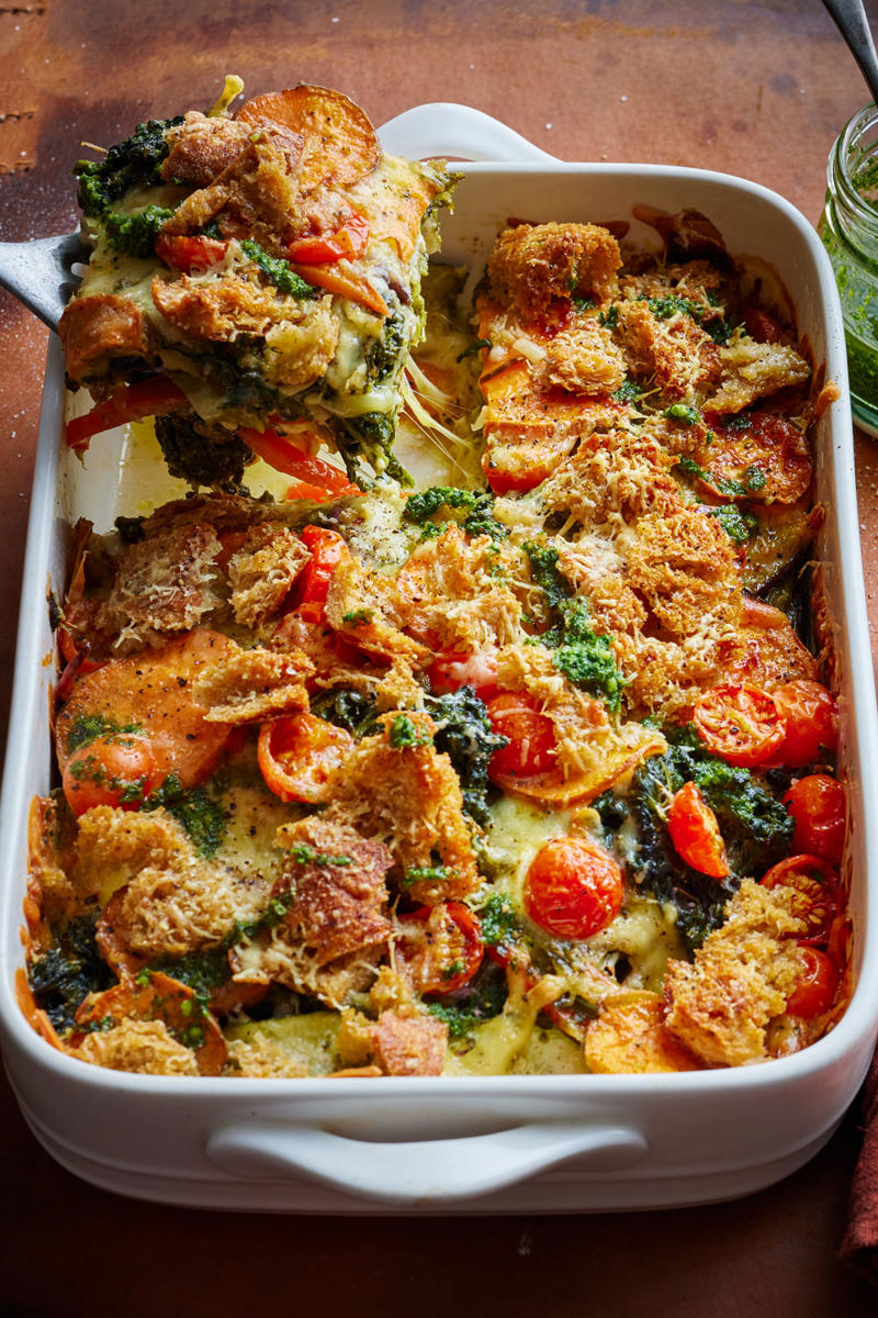 100 healthy dinner recipes your family will love,      Eggplant pillows (Cuscini di melanzane)   ,      Ginger fish stir fry   ,      Grilled salmon and cos salad   ,      Kale falafel salad with toasted pine nuts and hummus   