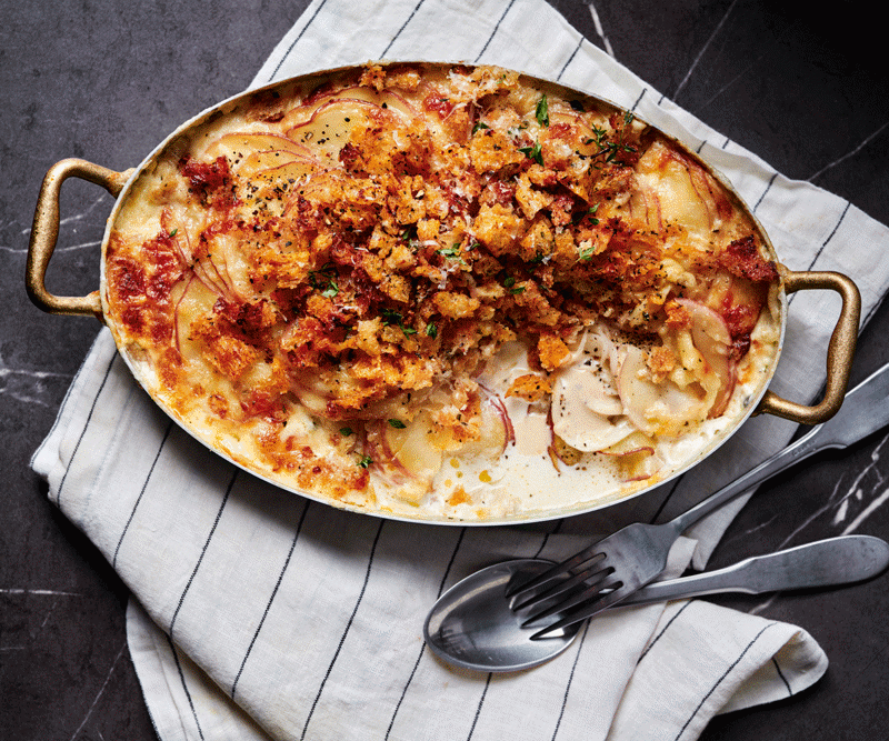 Best potato bake recipes to make in 2025,          Crisp potato bake recipe with barrel-aged feta      ,          Bar Rochford’s salt and vinegar potato galette with tomato spices      ,          Pavé de boeuf with Roquefort sauce and gratin dauphinoise      
