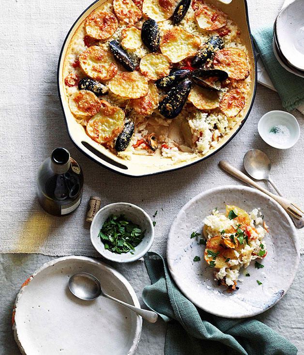 Best potato bake recipes to make in 2025,          Crisp potato bake recipe with barrel-aged feta      ,          Bar Rochford’s salt and vinegar potato galette with tomato spices      ,          Pavé de boeuf with Roquefort sauce and gratin dauphinoise      