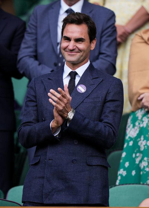 David Beckham- Custom Tudor Black Bay Chrono, Mirka Federer- Platinum Rolex Day-Date with Emerald Details, Eddie Redmayne- Omega Seamaster Aqua Terra, Andrew Garfield- Omega De Ville Trésor, Roger Federer- Rolex Sea-Dweller 40 (White Rolesor), Molly-Mae Hague- Patek Philippe Nautilus in Rose Gold, Nick Jonas- Vintage Rolex Day-Date 4, Russell Crowe- Rolex Cosmograph Daytona (Turquoise Dial), Leonardo DiCaprio- Rolex Submariner No Date, Bukayo Saka- Patek Philippe Nautilus Chronograph, Rami Malek- Cartier Tank Must, Daniel Ricciardo- Patek Philippe Aquanaut Chronograph