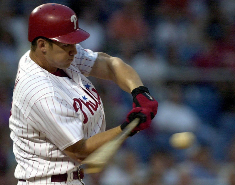 First base: Ryan Howard, Second base: Chase Utley, Shortstop: Jimmy Rollins, Third base: Scott Rolen, Left field: Pat Burrell, Center field: Shane Victorino, Right field: Bobby Abreu, Catcher: J.T. Realmuto, Utility: Bryce Harper, Designated hitter: Kyle Schwarber, Left-handed starting pitcher: Cole Hamels, Right-handed starting pitcher: Roy Halladay, Relief pitcher: Brad Lidge, Manager: Charlie Manuel