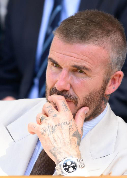 David Beckham- Custom Tudor Black Bay Chrono, Mirka Federer- Platinum Rolex Day-Date with Emerald Details, Eddie Redmayne- Omega Seamaster Aqua Terra, Andrew Garfield- Omega De Ville Trésor, Roger Federer- Rolex Sea-Dweller 40 (White Rolesor), Molly-Mae Hague- Patek Philippe Nautilus in Rose Gold, Nick Jonas- Vintage Rolex Day-Date 4, Russell Crowe- Rolex Cosmograph Daytona (Turquoise Dial), Leonardo DiCaprio- Rolex Submariner No Date, Bukayo Saka- Patek Philippe Nautilus Chronograph, Rami Malek- Cartier Tank Must, Daniel Ricciardo- Patek Philippe Aquanaut Chronograph