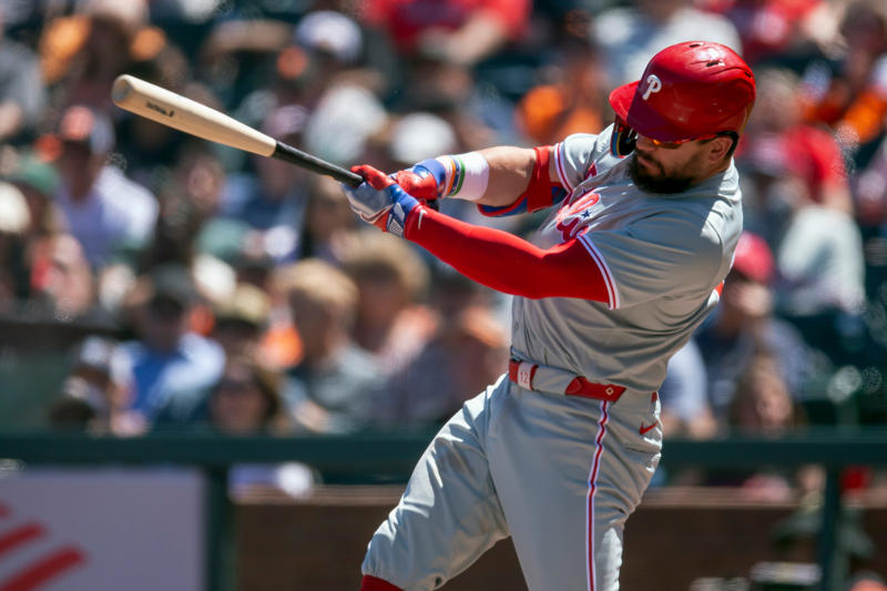 First base: Ryan Howard, Second base: Chase Utley, Shortstop: Jimmy Rollins, Third base: Scott Rolen, Left field: Pat Burrell, Center field: Shane Victorino, Right field: Bobby Abreu, Catcher: J.T. Realmuto, Utility: Bryce Harper, Designated hitter: Kyle Schwarber, Left-handed starting pitcher: Cole Hamels, Right-handed starting pitcher: Roy Halladay, Relief pitcher: Brad Lidge, Manager: Charlie Manuel
