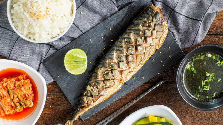 Grilled Or Broiled Salted Mackerel Soondubu Jjigae, Cheesy Corn, Japchae Noodles, Buldak Chicken, Grilled Or Broiled Salted Mackerel, Dduk Guk, Bibimbap, Kalguksu, Gyeran Mari