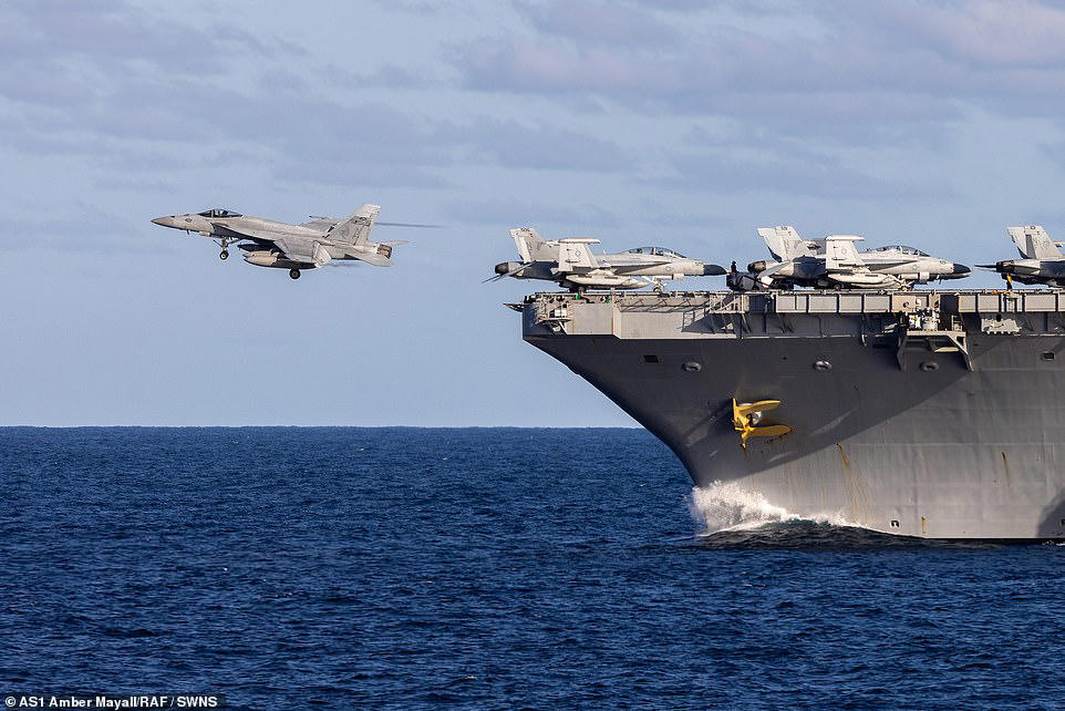 UK and US aircraft carriers sail through pacific