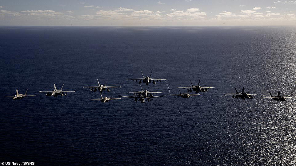 UK and US aircraft carriers sail through pacific
